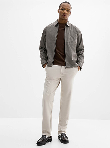 Only & Sons Ivory/Cream Beige Minimalist knit pant <b>Slim fit</b> for men