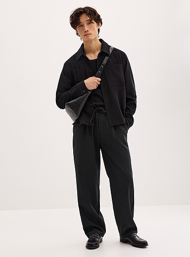 Only & Sons: Le pantalon plis plats taille cordon <b>Coupe ample</b> Noir pour homme