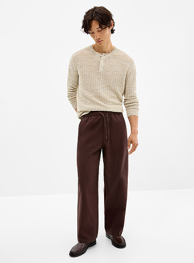 Le pantalon touche de lin <b>Coupe ample</b>