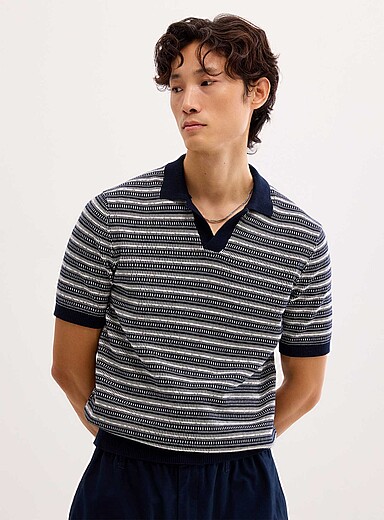 Le polo col Johnny tricot jacquard