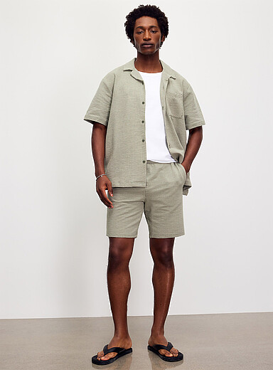 Le bermuda jersey seersucker ray&eacute;