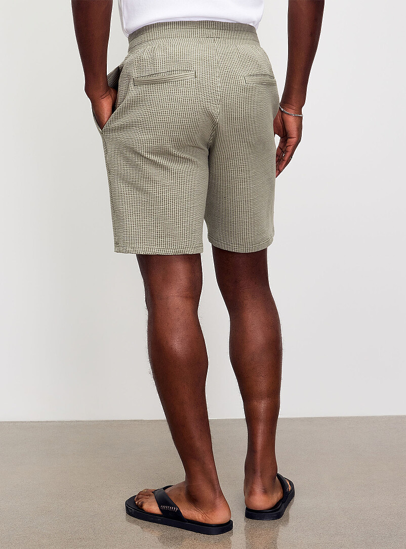 Only & Sons Mossy Green Striped seersucker jersey Bermudas for men