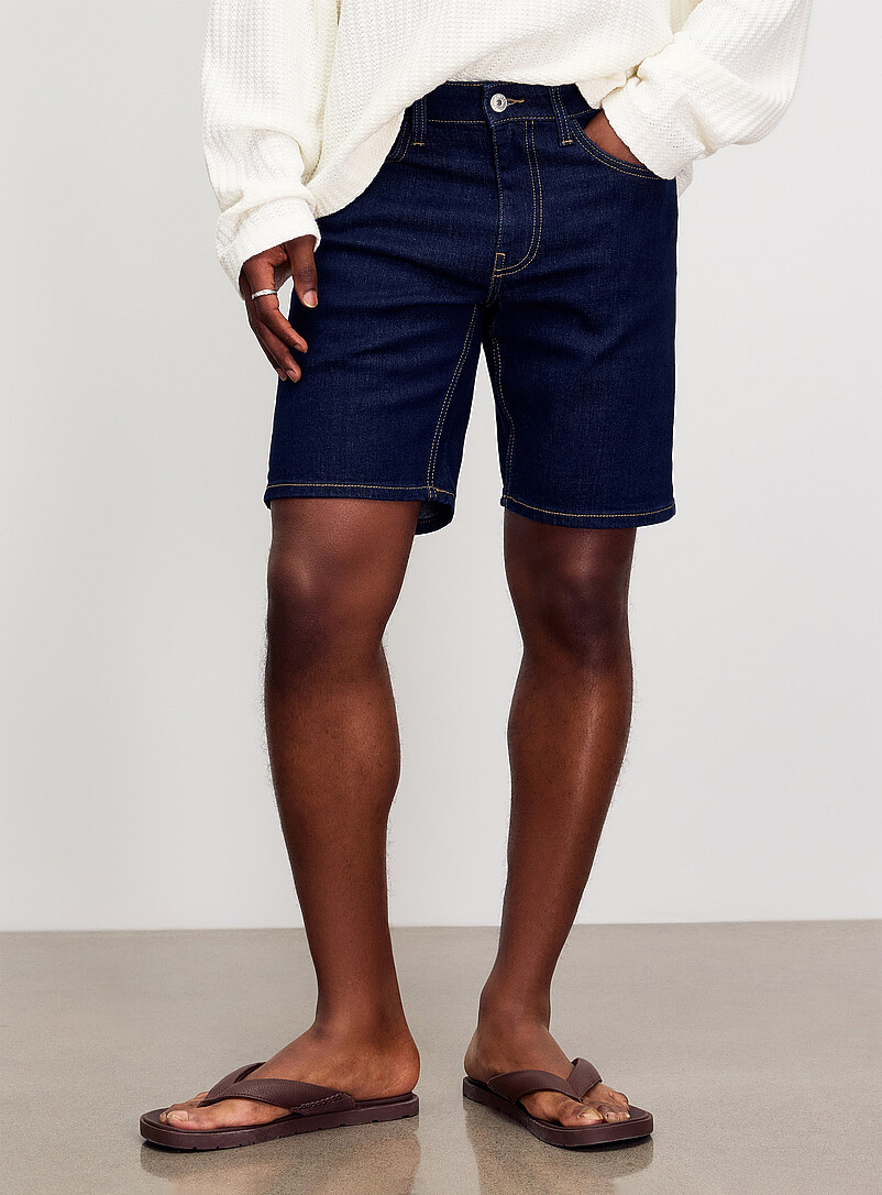 Only & Sons Blue Ochre topstitch indigo jean Bermudas for men