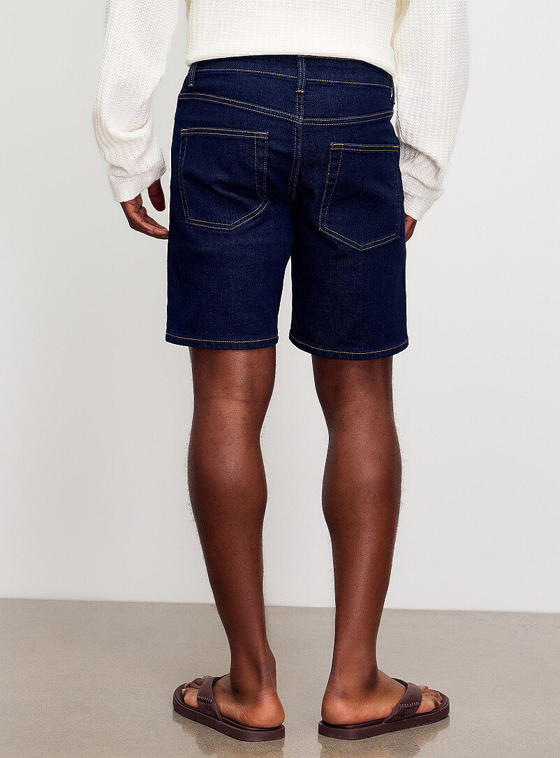 Only & Sons: Le bermuda jean indigo surpiqu&eacute; ocre Bleu pour homme