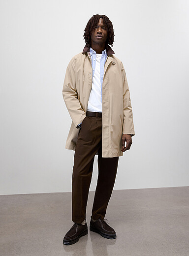 Jack & Jones: Le trench col velours c&ocirc;tel&eacute; Sable pour homme