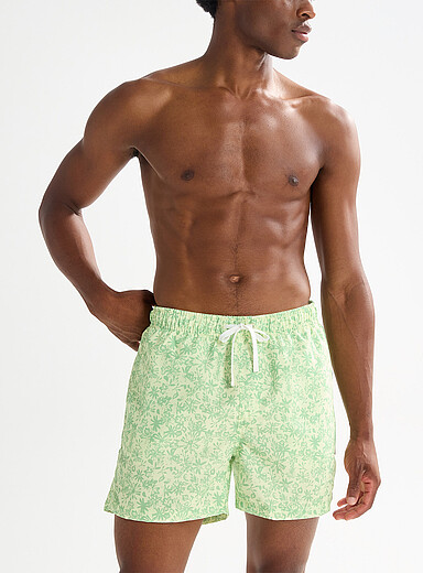 Floral green swim trunk Length: 4.5"