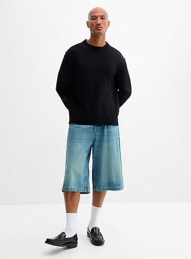 Only & Sons Black Distressed edges sweater for men