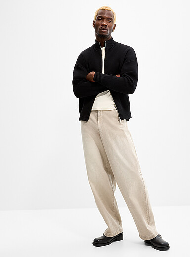 Only & Sons Beige Soft twill pant <b>Barrel fit</b> for men