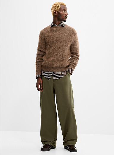 Only & Sons Mossy Green Minimalist chinos <b>Barrel fit</b> for men