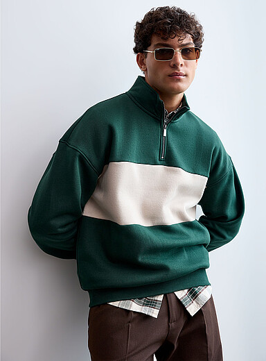 Le sweat col zipp&eacute; bloc couleur