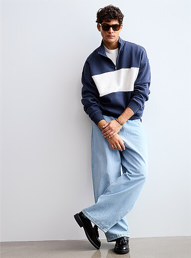 Le sweat col zipp&eacute; bloc couleur
