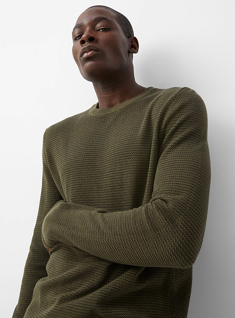 Only & Sons Patterned Green Two-tone knit sweater for men