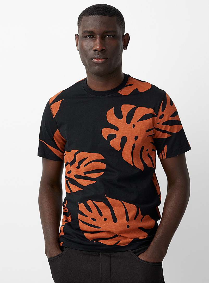 Only & Sons Black Tropical foliage T-shirt for men