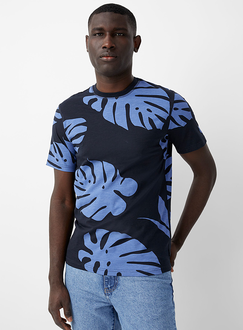 Only & Sons Marine Blue Tropical foliage T-shirt for men
