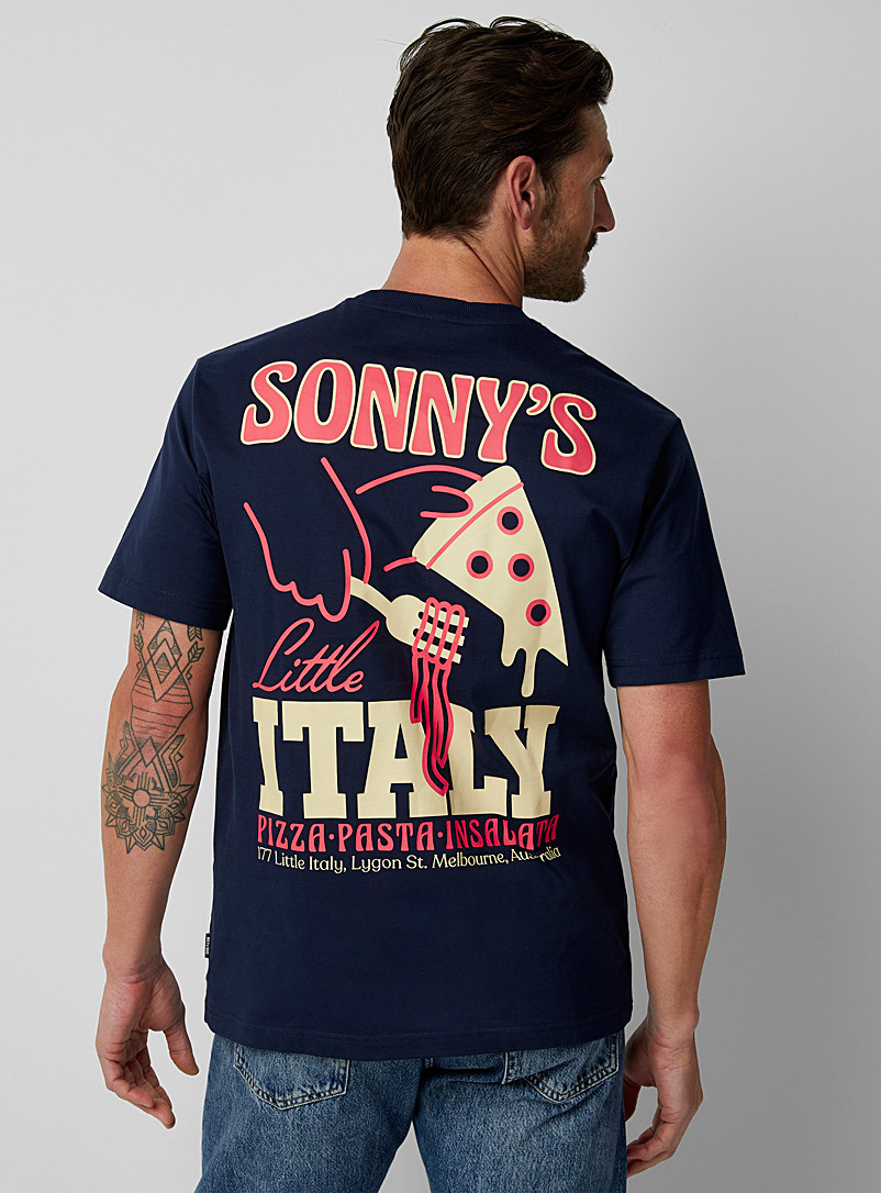 Only & Sons Navy/Midnight Blue Little Italy T-shirt for men