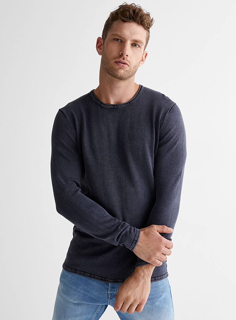 Only & Sons Marine Blue Faded knit sweater for men