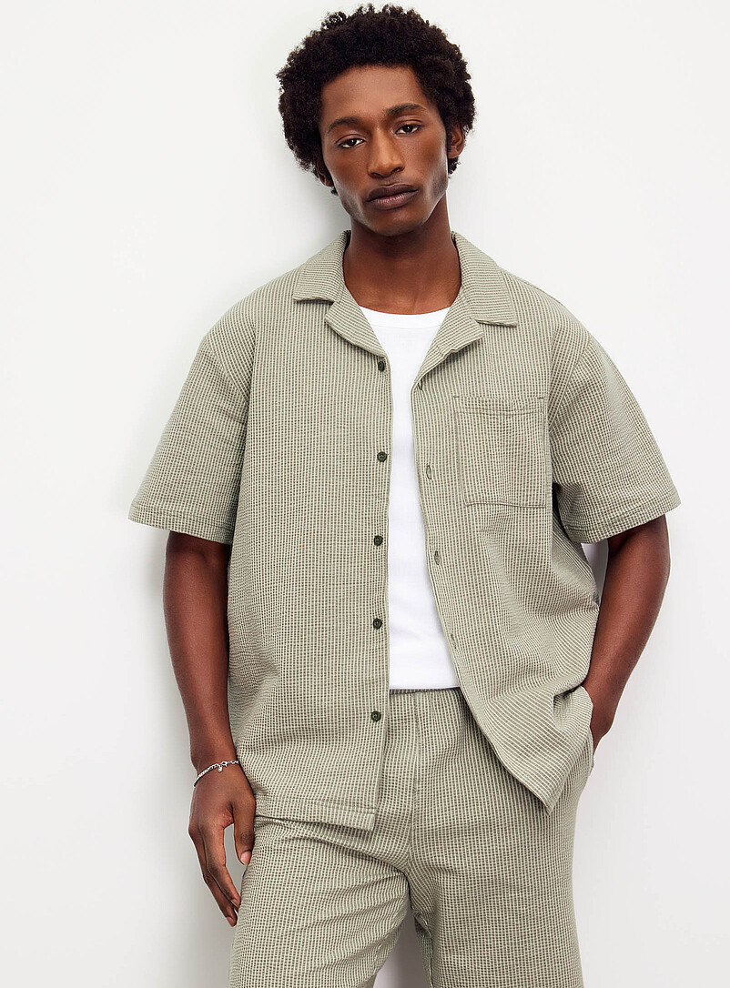 Striped Seersucker Jersey Shirt