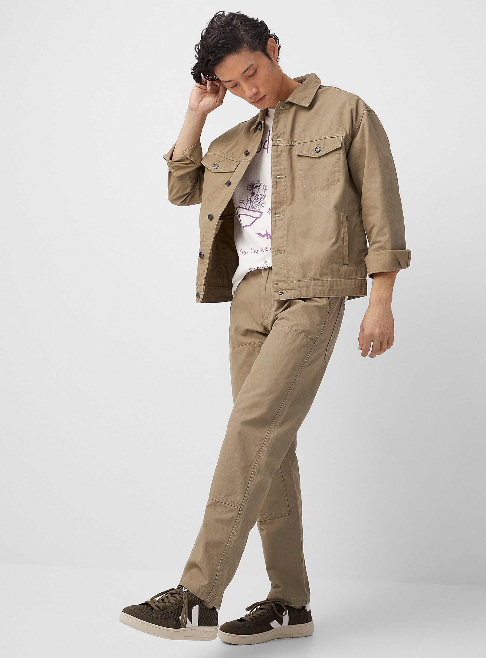 Only & Sons Loose Fit Worker Pants In Khaki-green