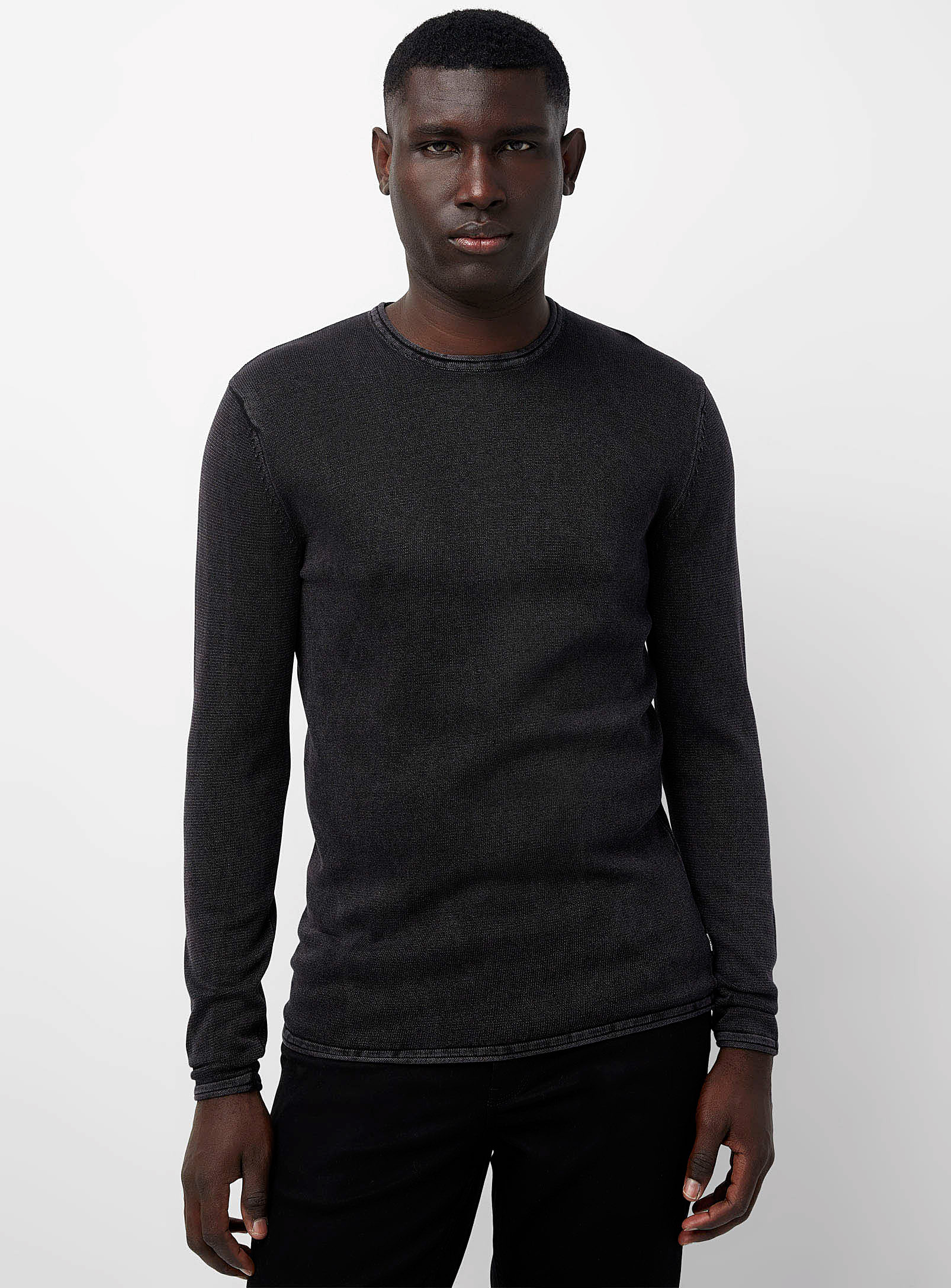 Only & Sons Faded Knit Sweater In Black