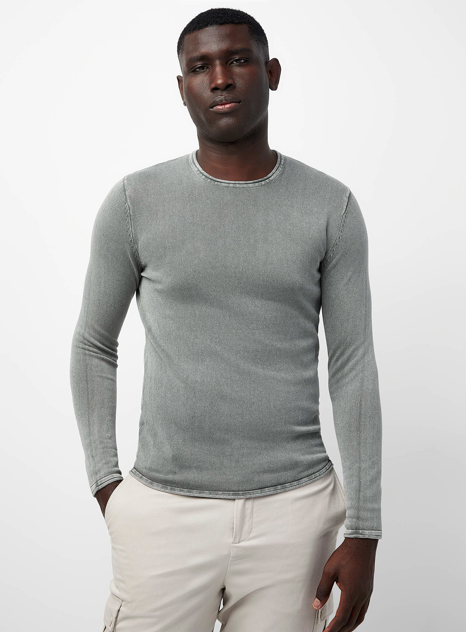 Only & Sons Faded Knit Sweater In Charcoal