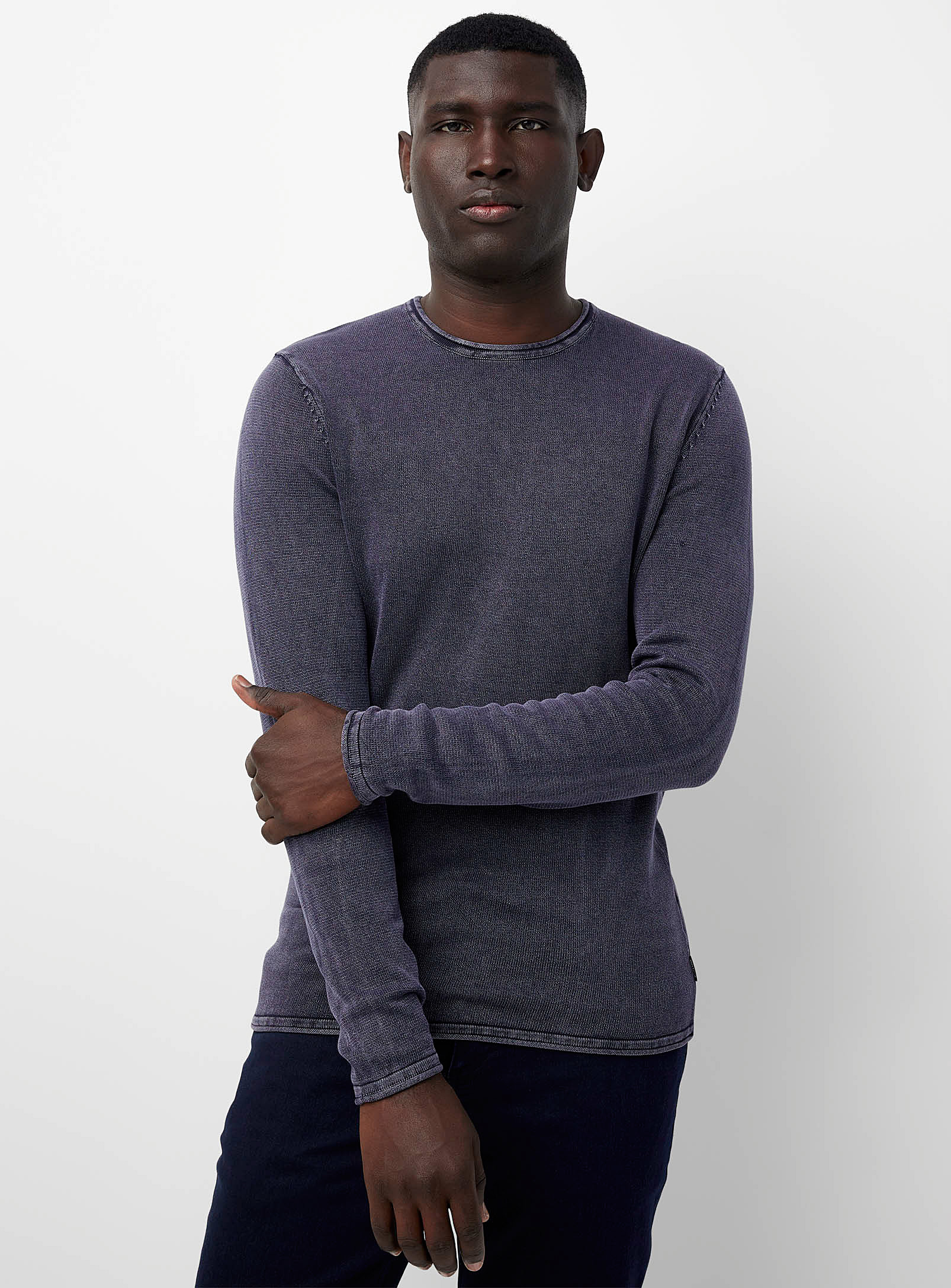 Only & Sons Faded Knit Sweater In Blue