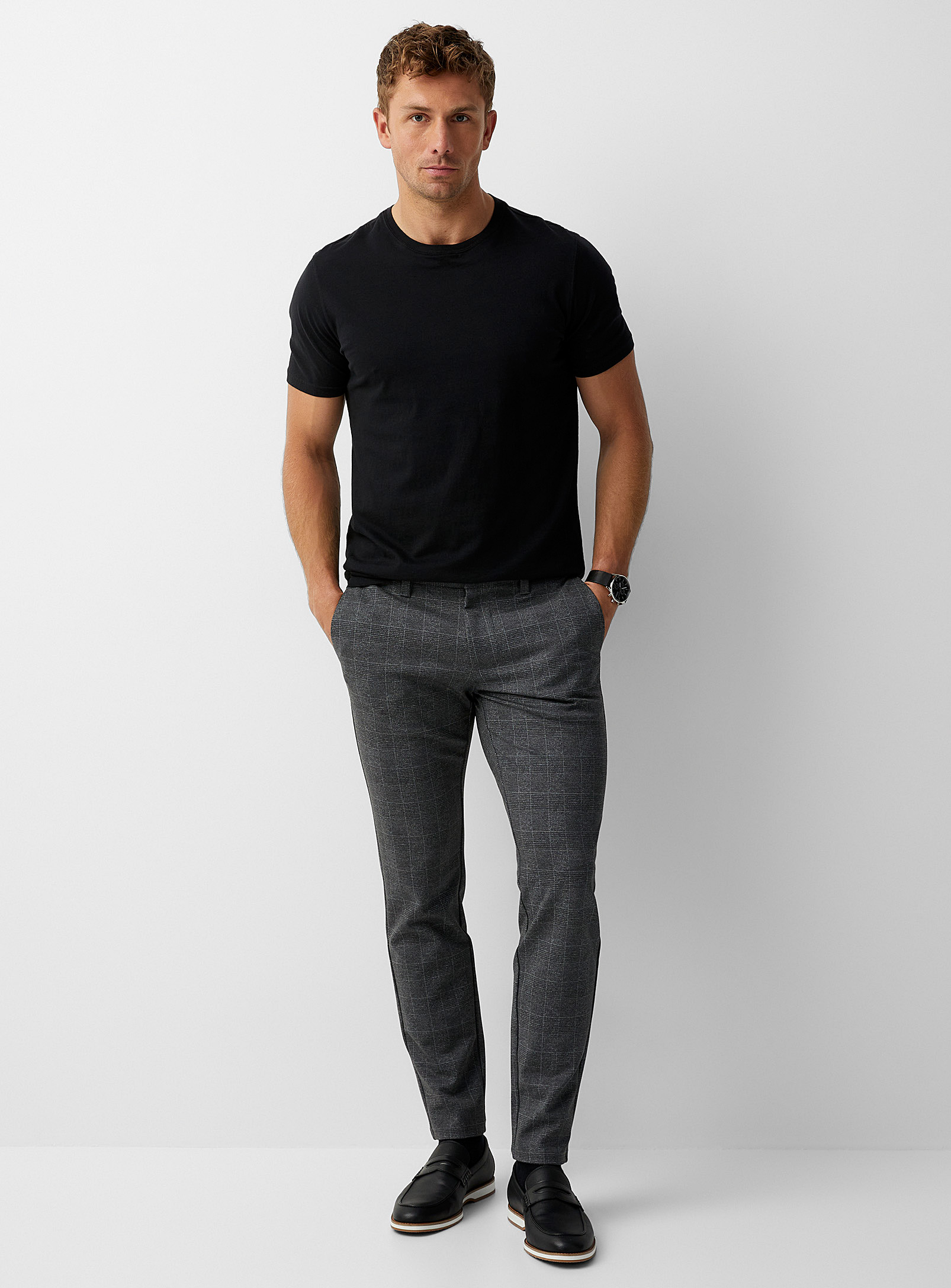 Only & Sons Mark Heathered Check Pant Tapered Fit In Black