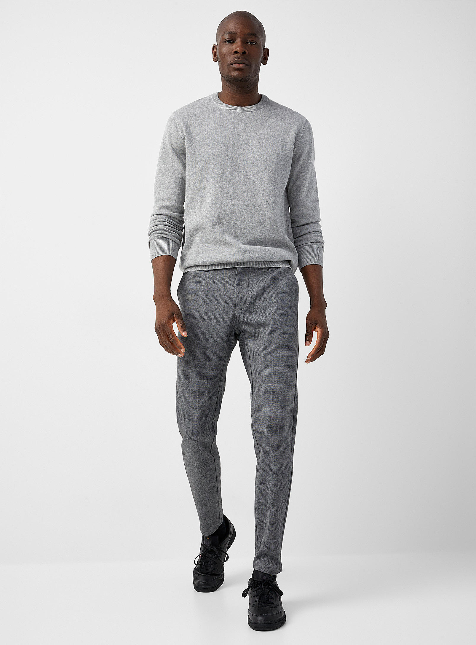 Only & Sons Mark Heathered Check Pant Tapered Fit In Grey