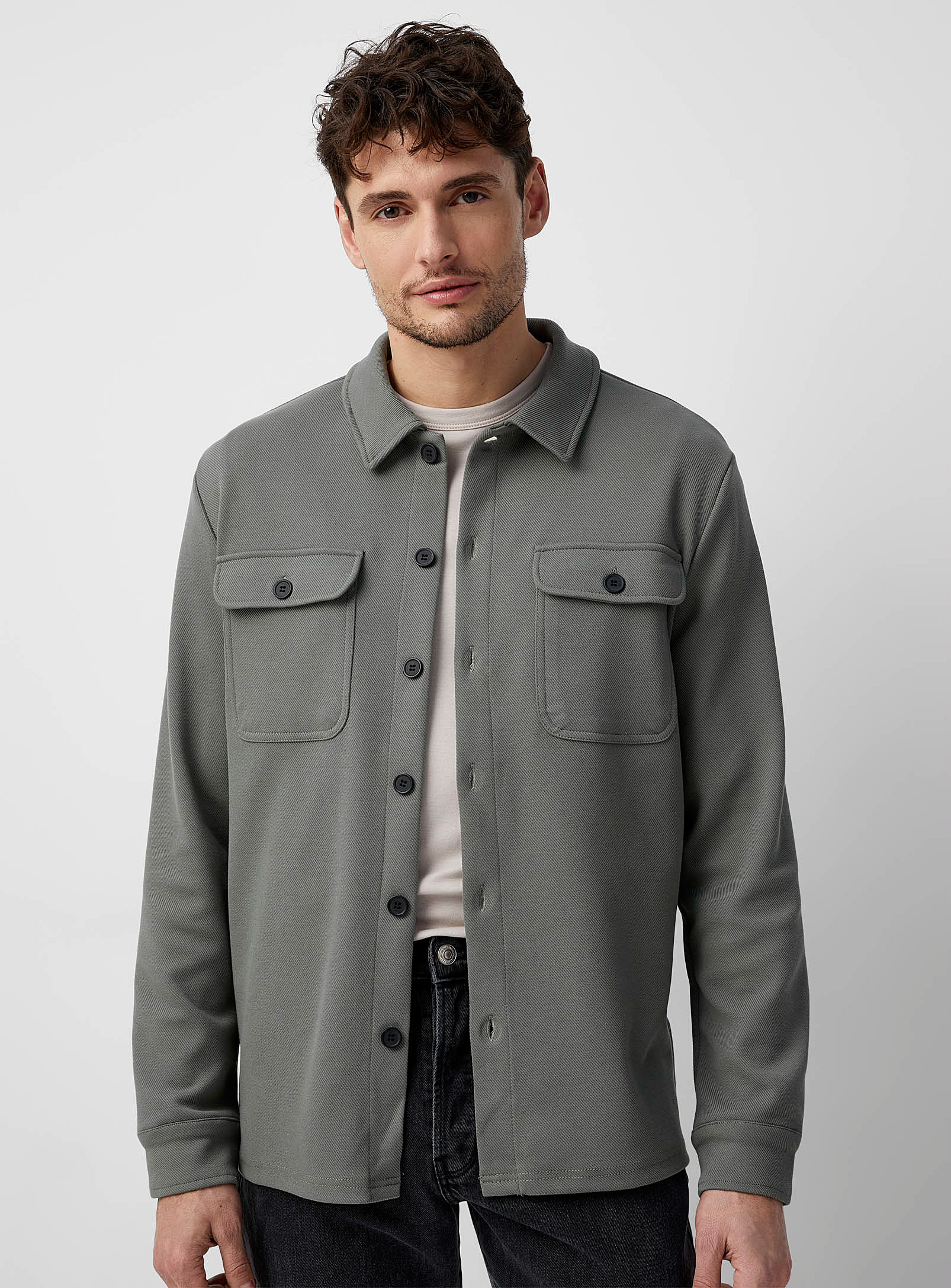Only & Sons Etched Jersey Overshirt In Lime Green