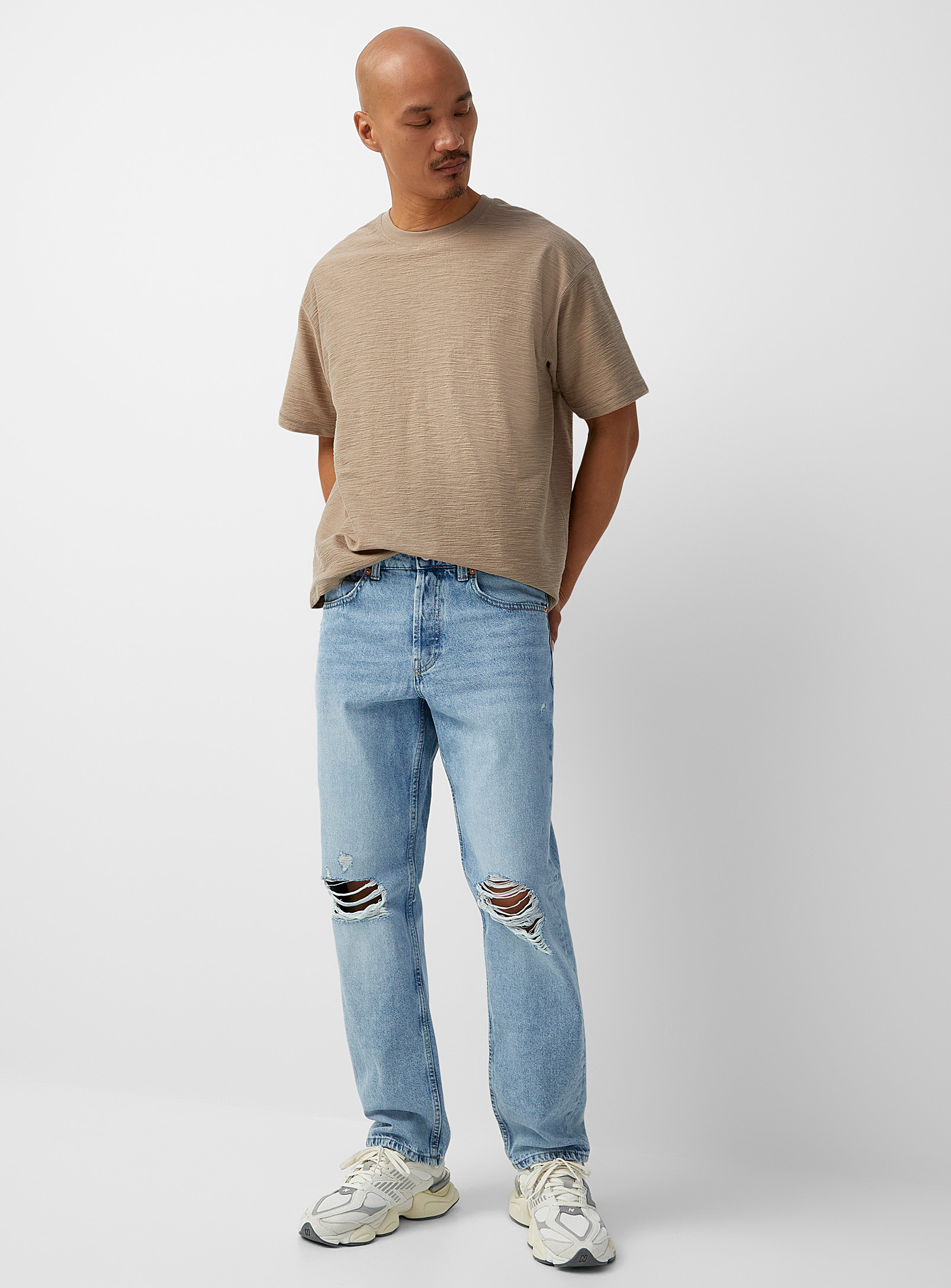 Only & Sons Ripped-knee Faded Jean Loose Fit In Baby Blue