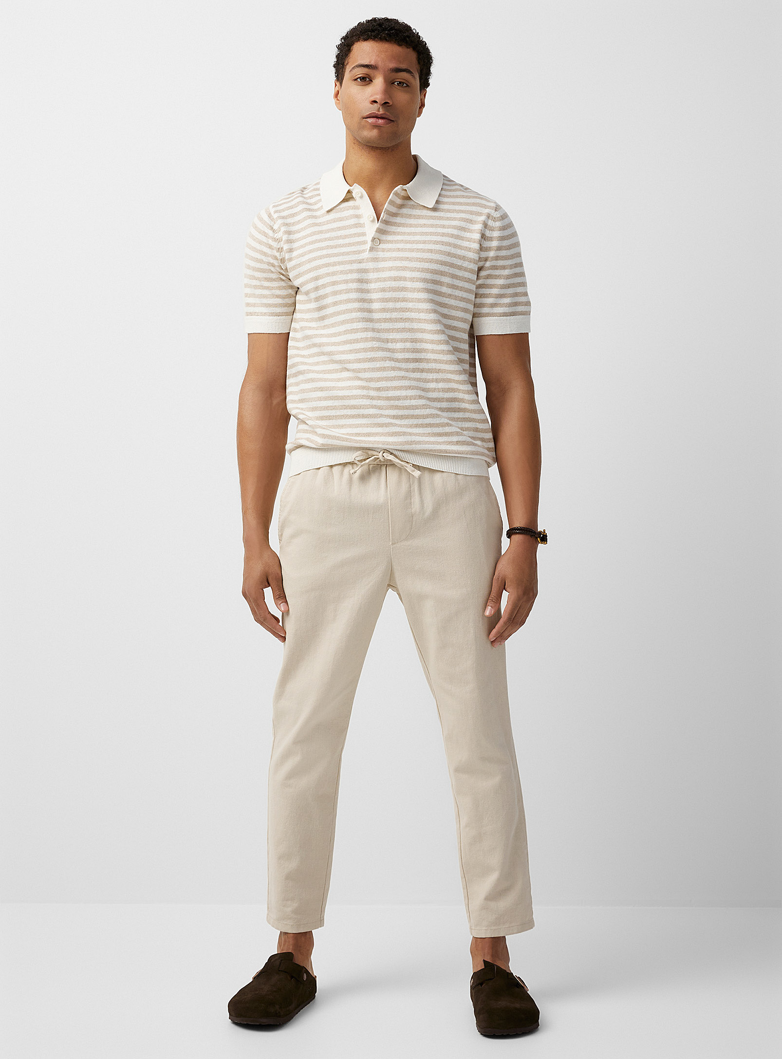 Only & Sons Comfort-waist Linus Pant Tapered Fit In Sand