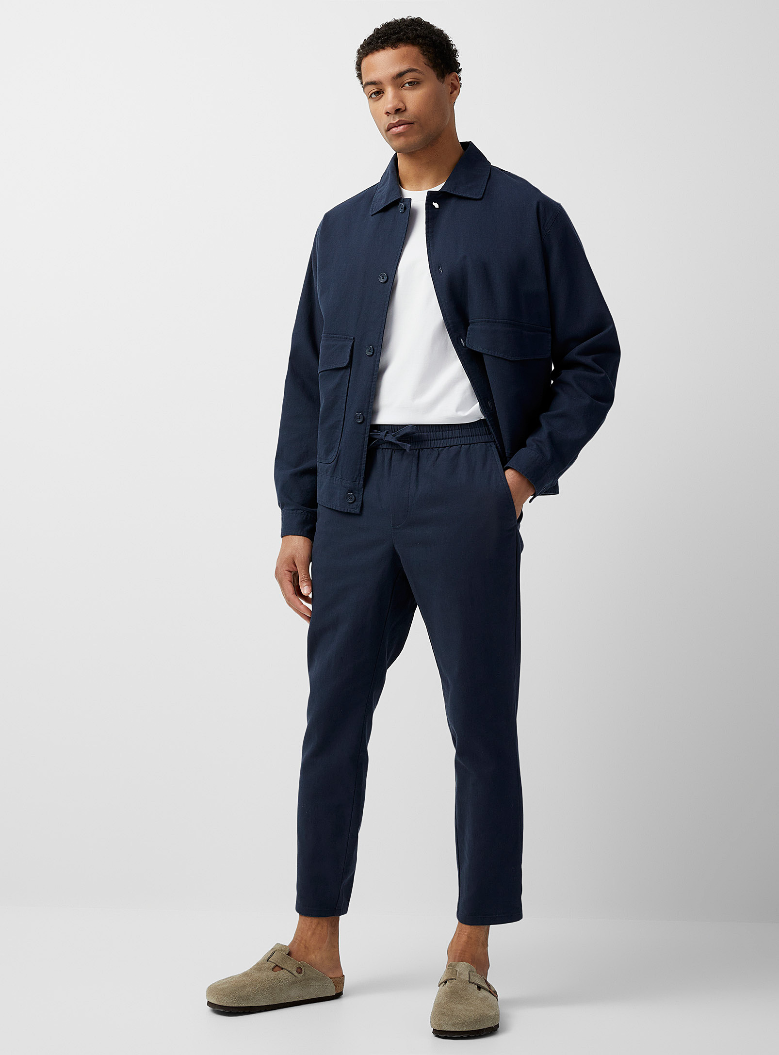 Only & Sons Comfort-waist Linus Pant Tapered Fit In Navy/midnight Blue