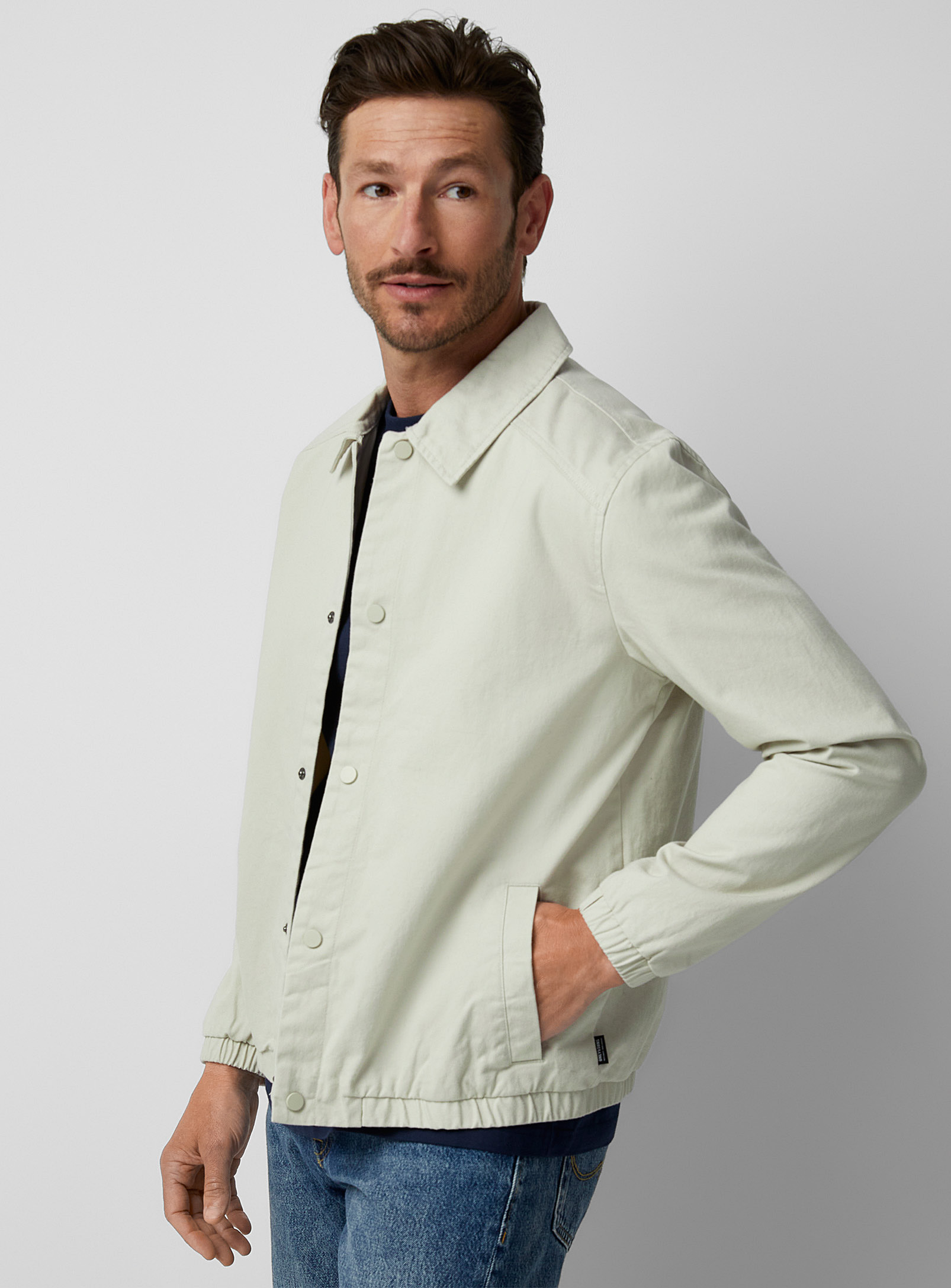 Only & Sons Twill Coach Jacket In Ivory/cream Beige