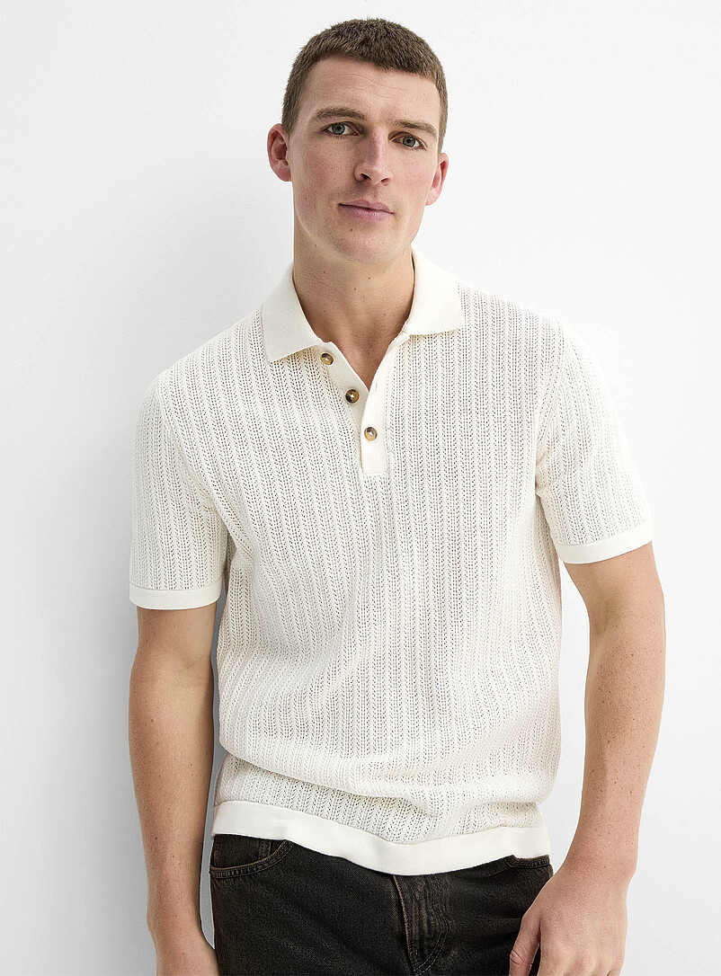 Openwork Stripe Polo