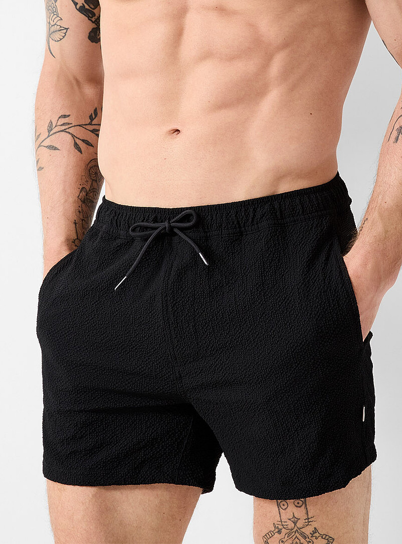 Solid Seersucker Swim Trunk