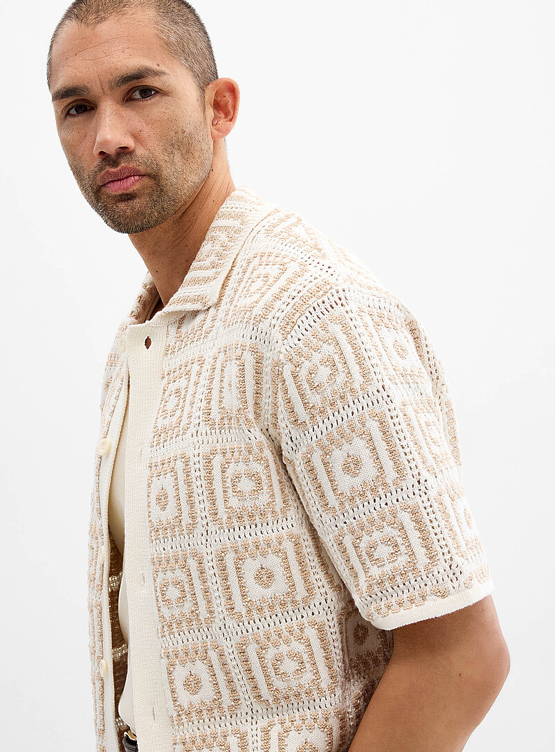Mosaic crochet polo-collar cardigan product image 2