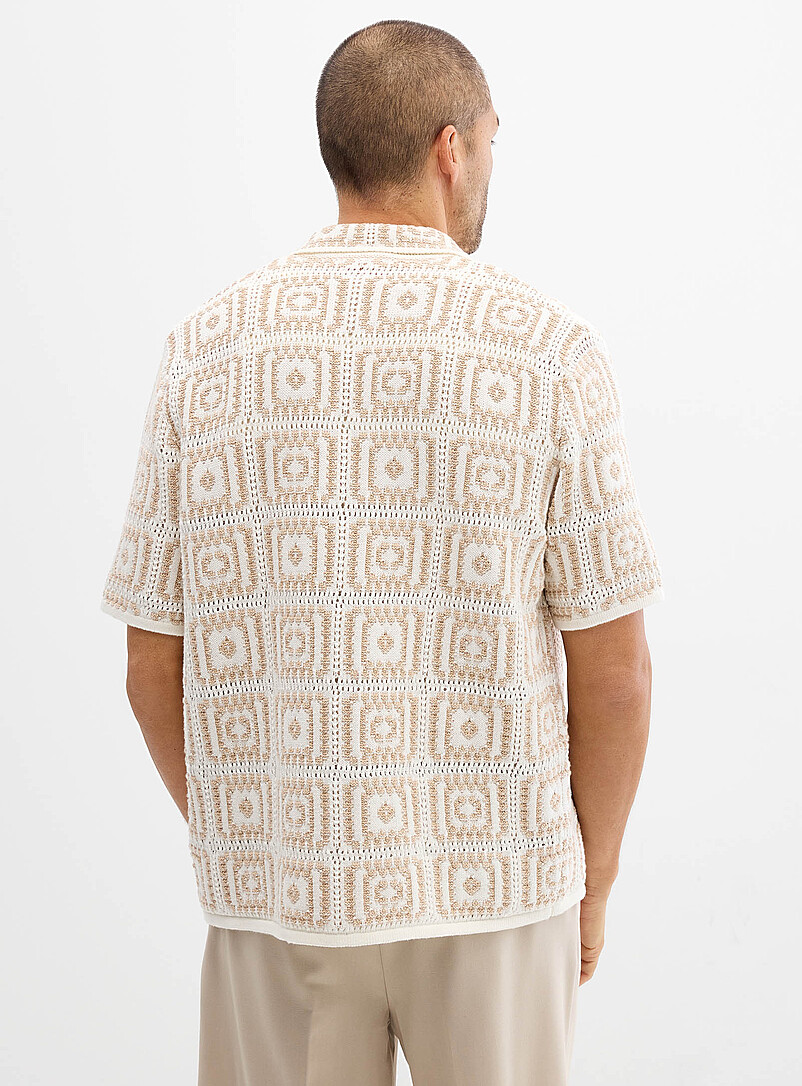 Mosaic crochet polo-collar cardigan product image 3