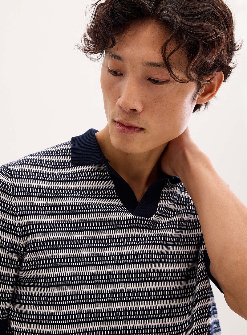 Jacquard knit Johnny collar polo product image 2