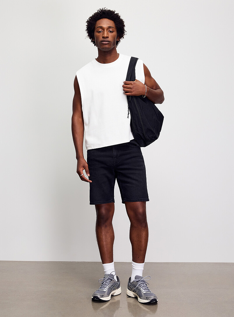 Ochre topstitch indigo jean Bermudas product image (primary)
