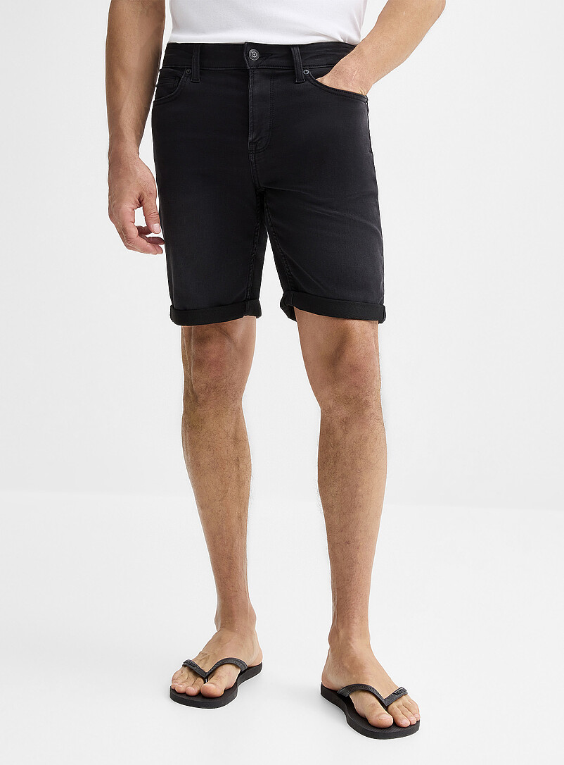 Knit-like underside black denim Bermudas product image 2