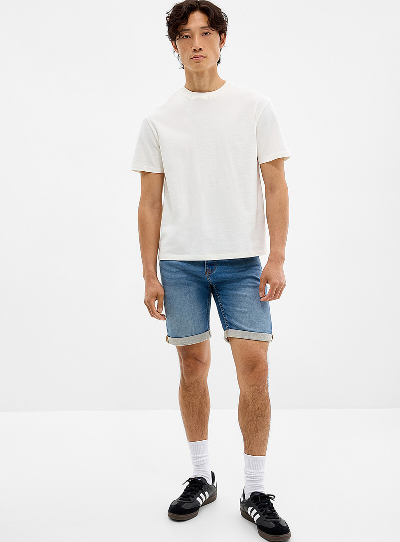 Knit-like underside blue denim Bermudas product image (primary)