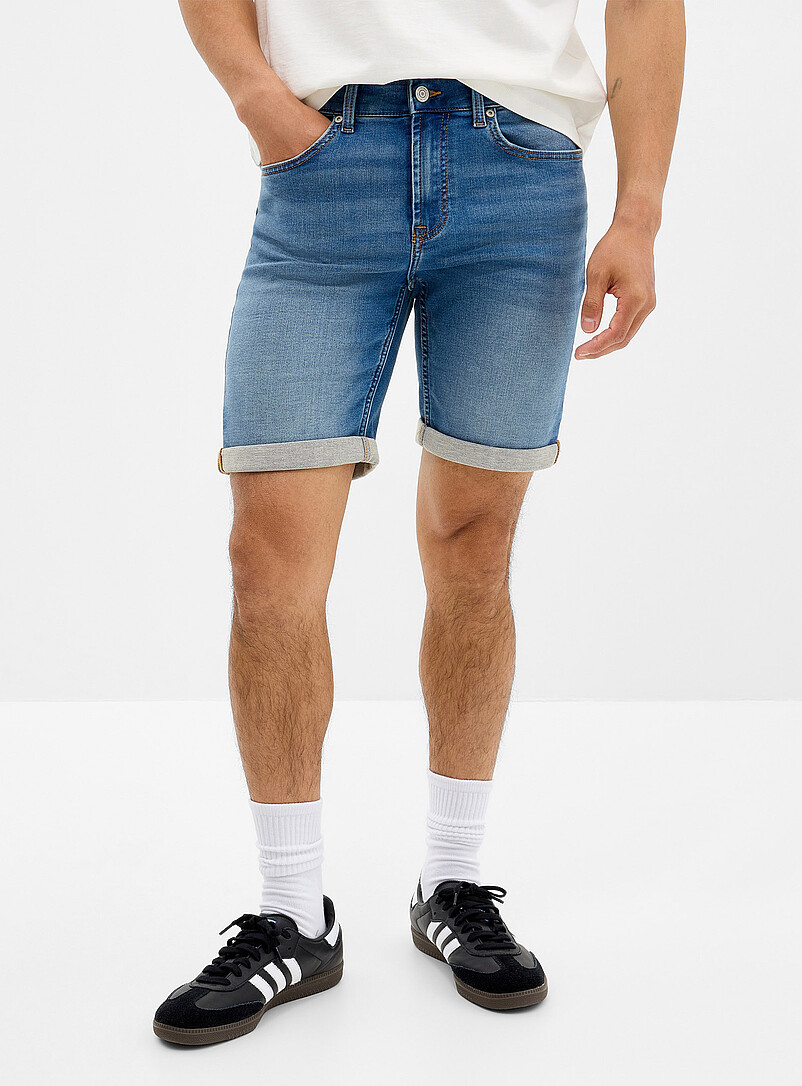 Knit-like underside blue denim Bermudas product image 2