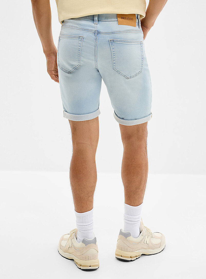 Knit-like underside light-blue denim Bermudas product image 3