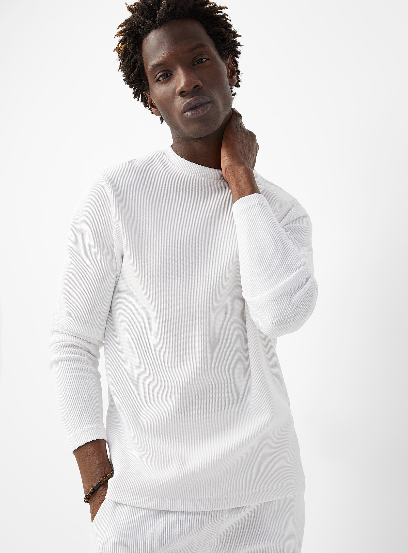 Only & Sons Thick Ribbed Jersey T-shirt In White