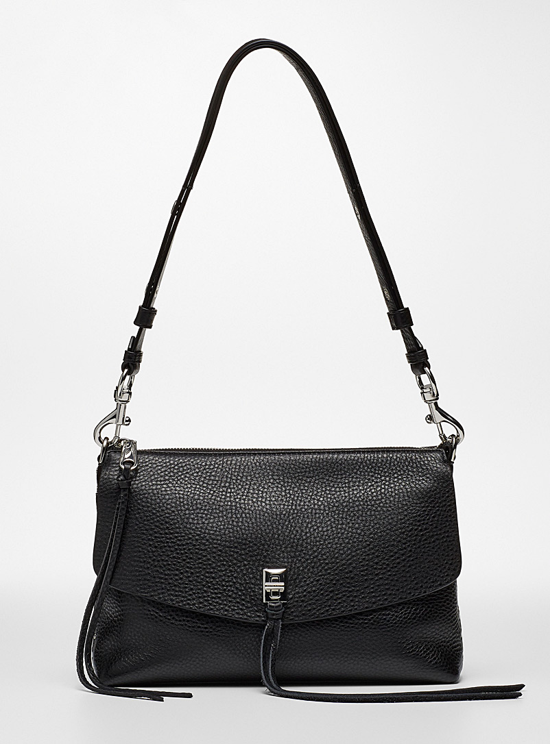 Rebecca Minkoff Black Darren top zip leather bag for women