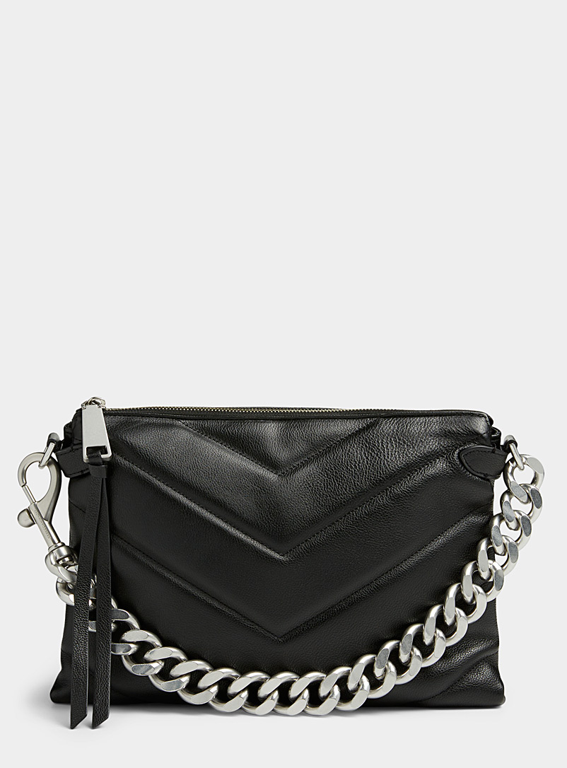 Rebecca Minkoff Black Edie chunky chain quilted bag for women