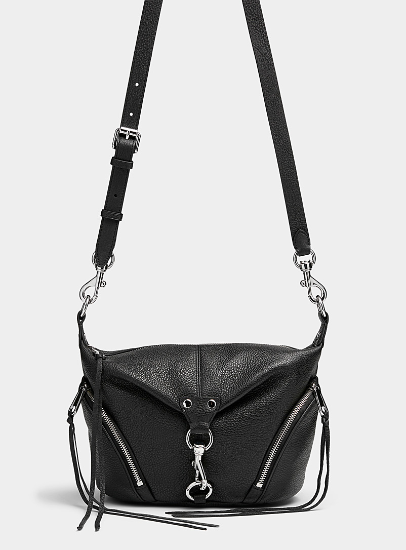 Rebecca Minkoff Black Julian metallic clasp leather bag for women