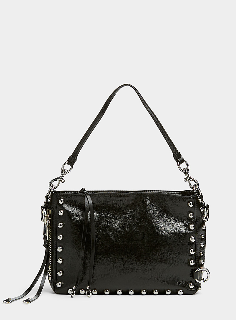 Rebecca Minkoff Black M.A.B. studded shiny leather shoulder bag for women