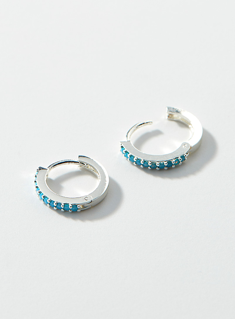 Orelia: Les anneaux argentés pierres turquoise Sarcelle-turquoise-aqua pour femme