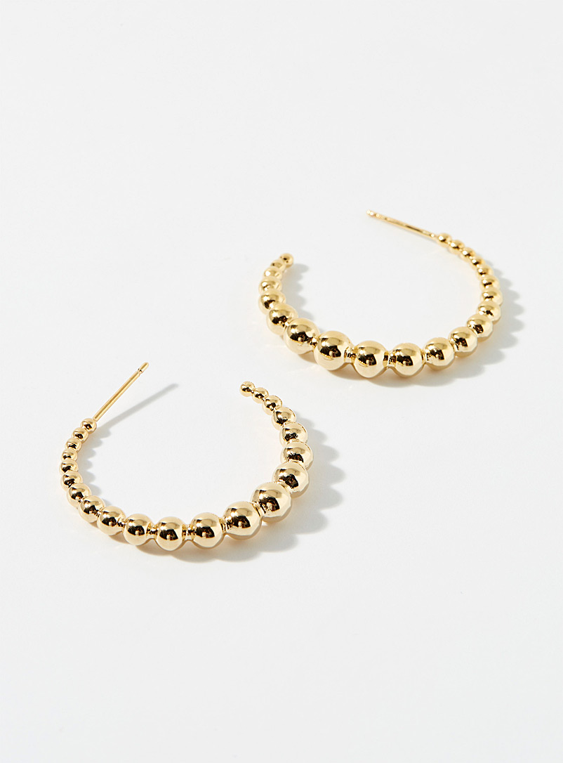 Orelia Assorted Golden bead open hoops for women