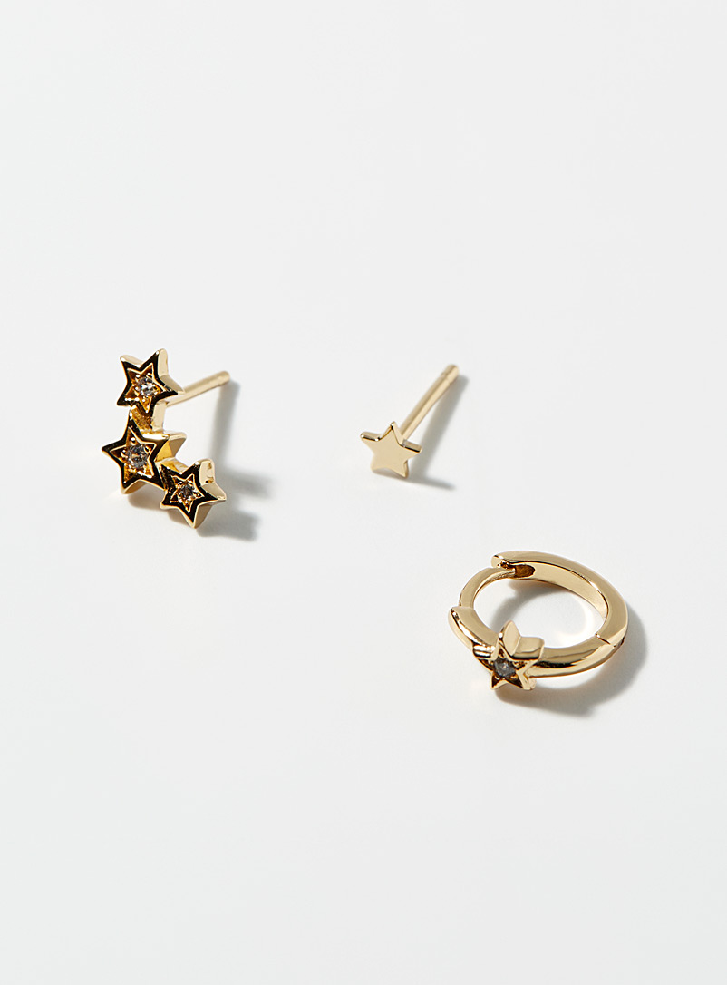 Orelia Assorted Twinkling star earrings Set of 3 for women